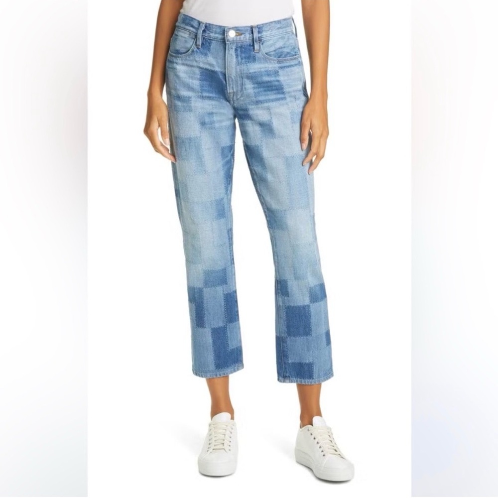 Frame Le High Straight Patchwork Jeans
